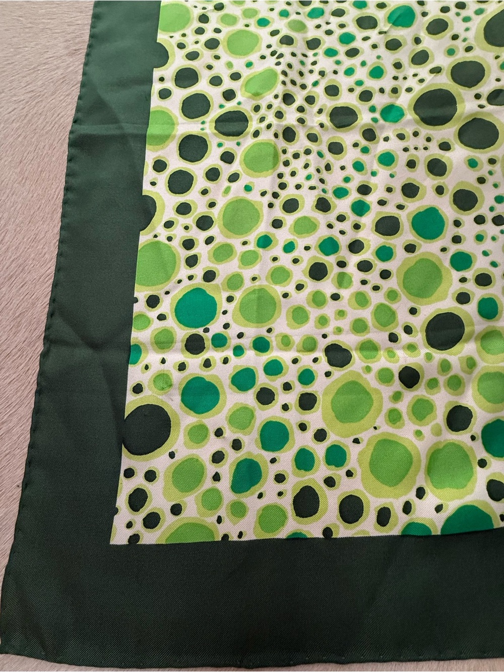 Givenchy Green and Ivory Dot Mosaic Silk Scarf - Picture 7 of 11